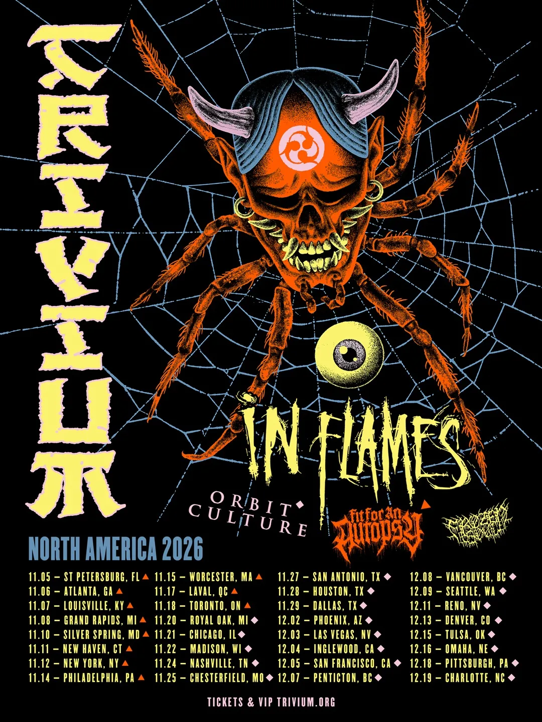 Trivium concert tour poster 2026 & 2027